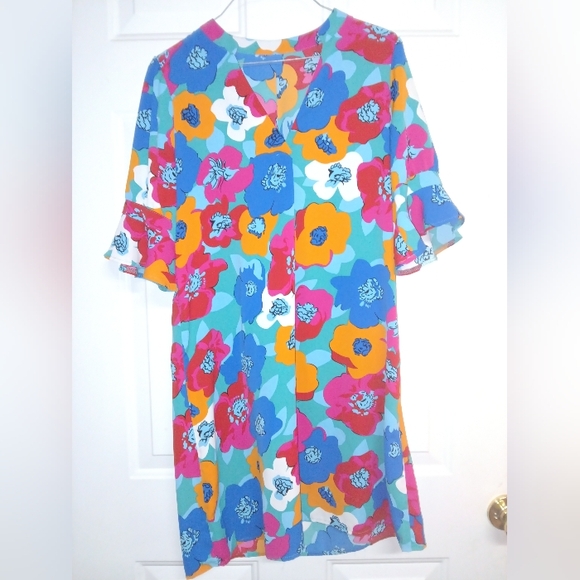 🦄@pinki Bundle Floral Multicolor Dress SizeS Oversized XL 24" Pit - Picture 6 of 8